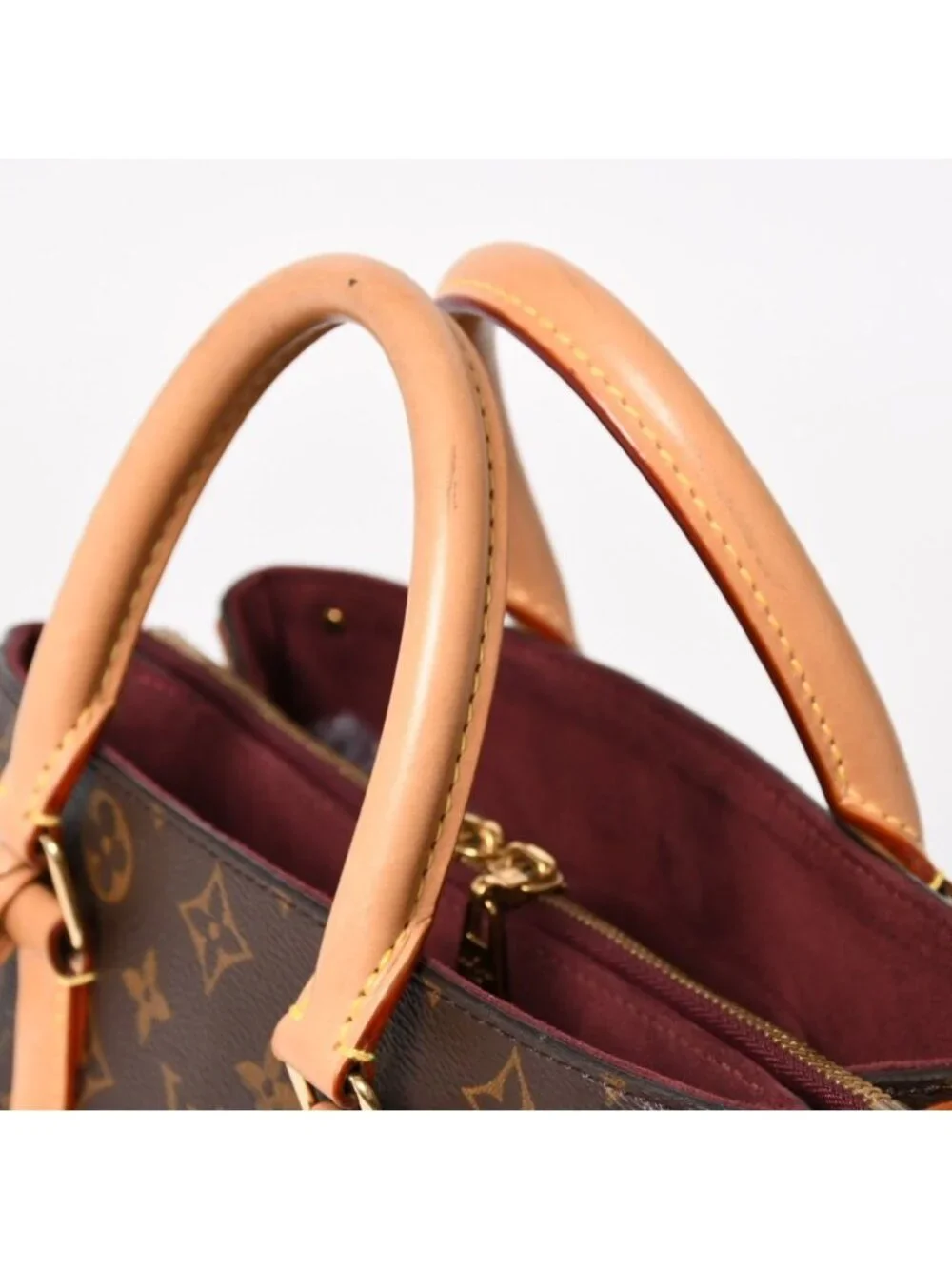 Louis Vuitton Soufflot BB Monogram Handbag Canvas Vachetta Leather Brown